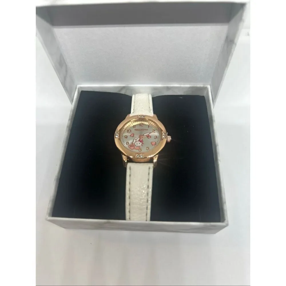Hello Kitty Pink Watch Rose Gold Tone Crystal Bezel w/ Box NEW